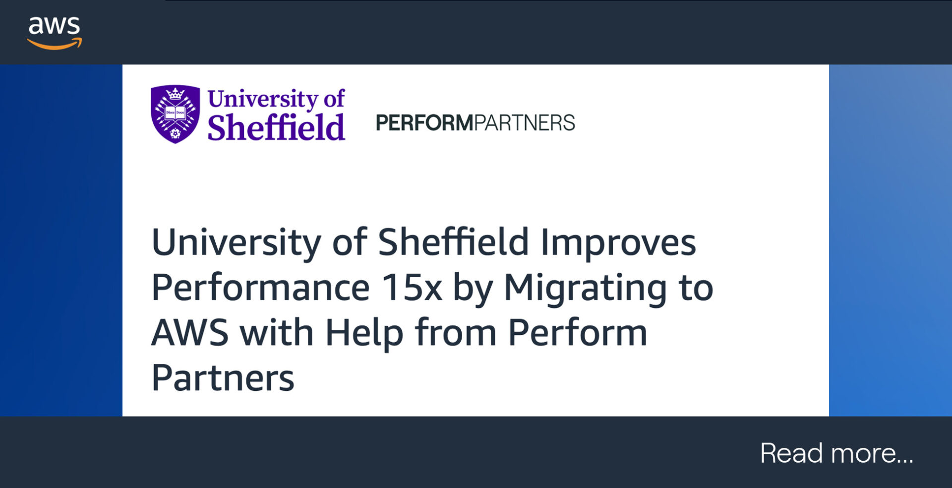 AWS and Perform Partners Delivery Migration for The University of Sheffield