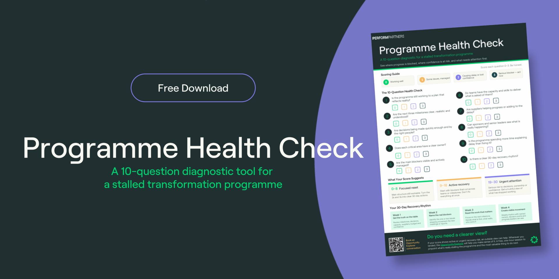 Programme Health Check - Self Assessment FREE Resource Download from Perform Partners