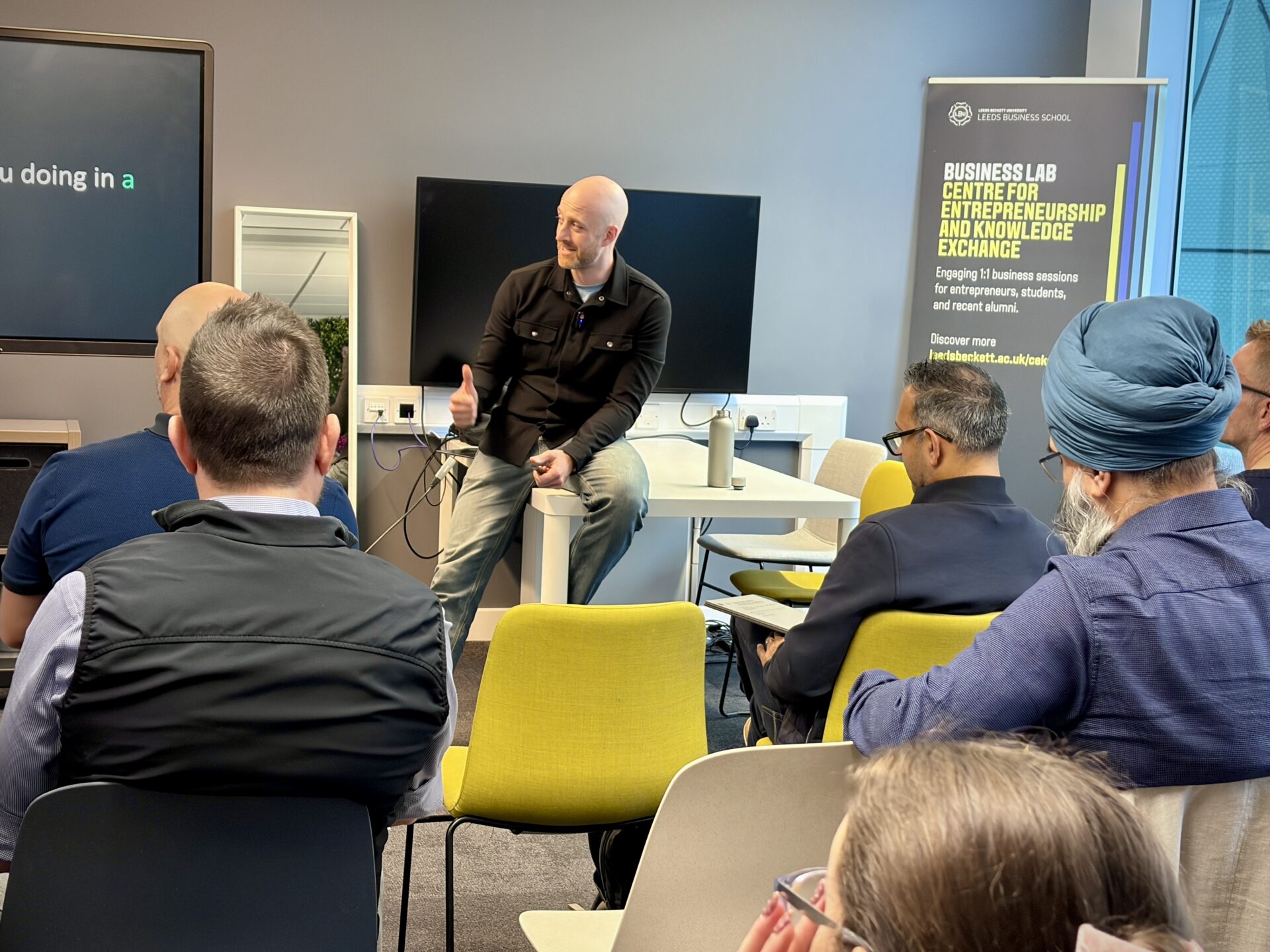 Shaun Walsh, leading an Ai Adoption talk at Leeds Beckett University. Part of Leeds Digital Festival.